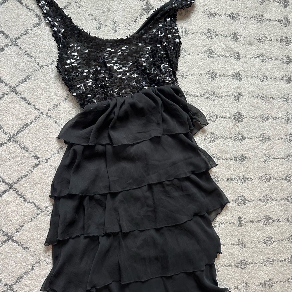 Black Asymmetrical One Shoulder Cocktail Dress